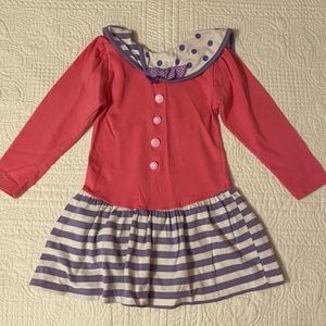 Vintage Buster Brown Girls Dress Size 4 Pink With Stripes & Dots Made in U.S.A.